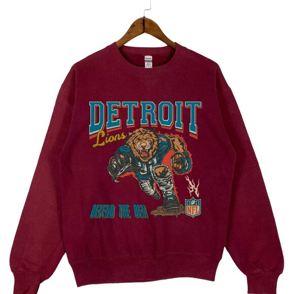 Detroit Lions Defend The Den Sweatshirt, Vintage Style, Red Maroon, S - 3XL - Picture 1 of 2